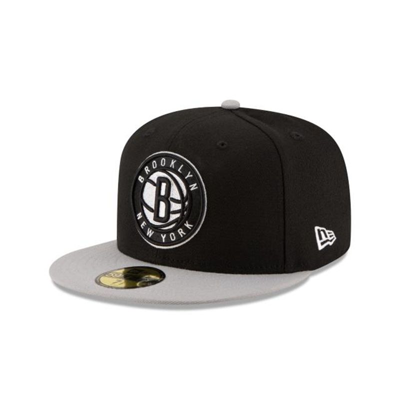 NBA Brooklyn Nets 2tone 59Fifty Fitted (GEZ3447) - Black New Era Caps